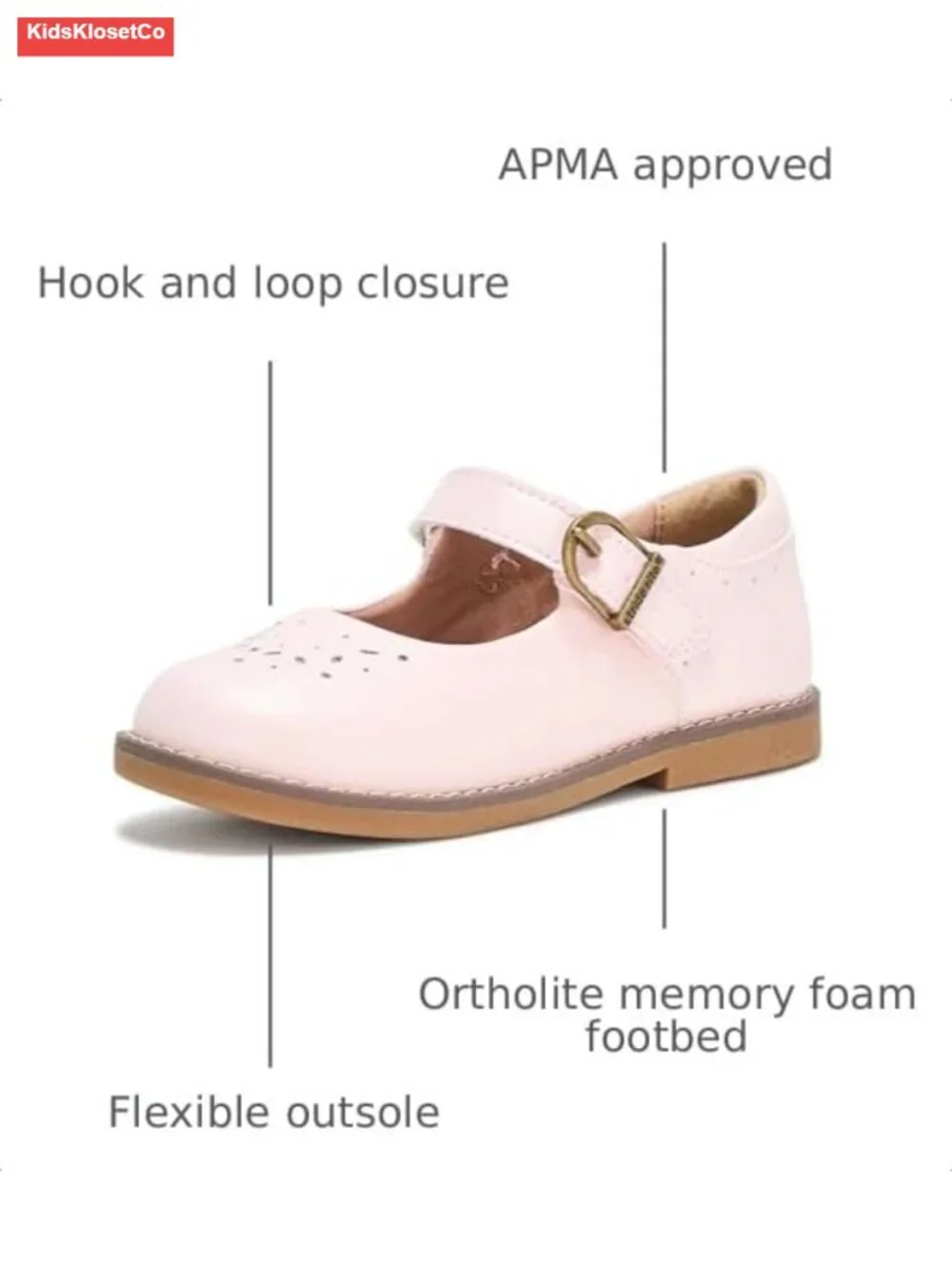 Toddler Girl Mary Jane Flats Hook & Loop Memory Foam